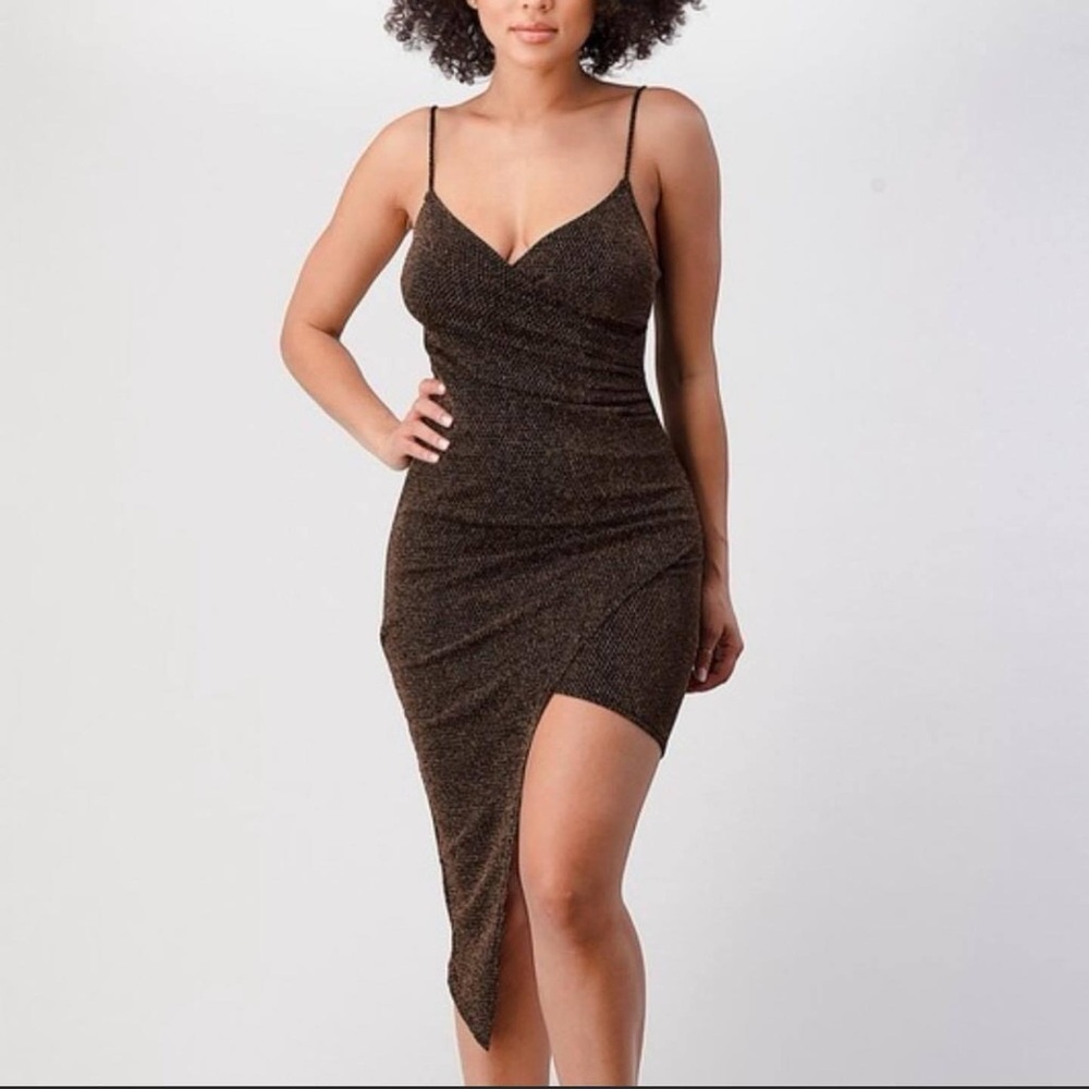 Reflective Sparkle Slit Leg Dress